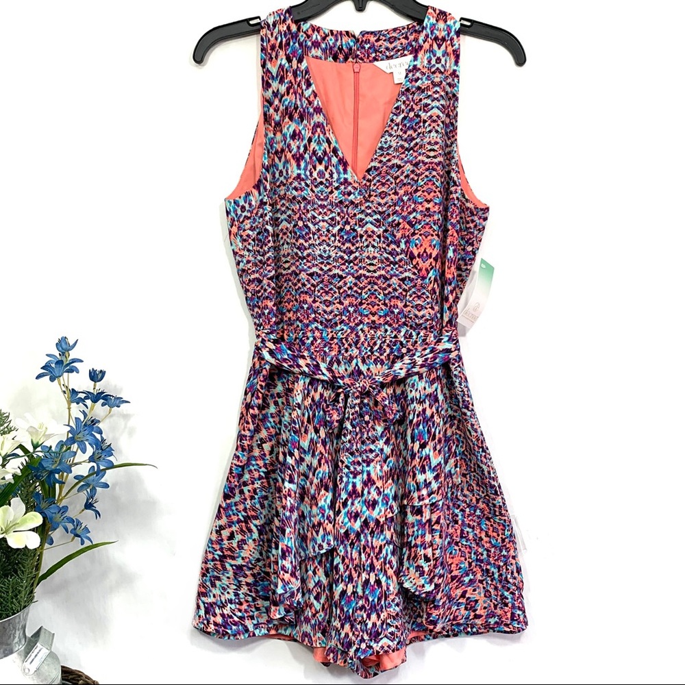 Decree Women's Kaleidoscope Multicolor Sleeveless Tie Waist Romper - NWT